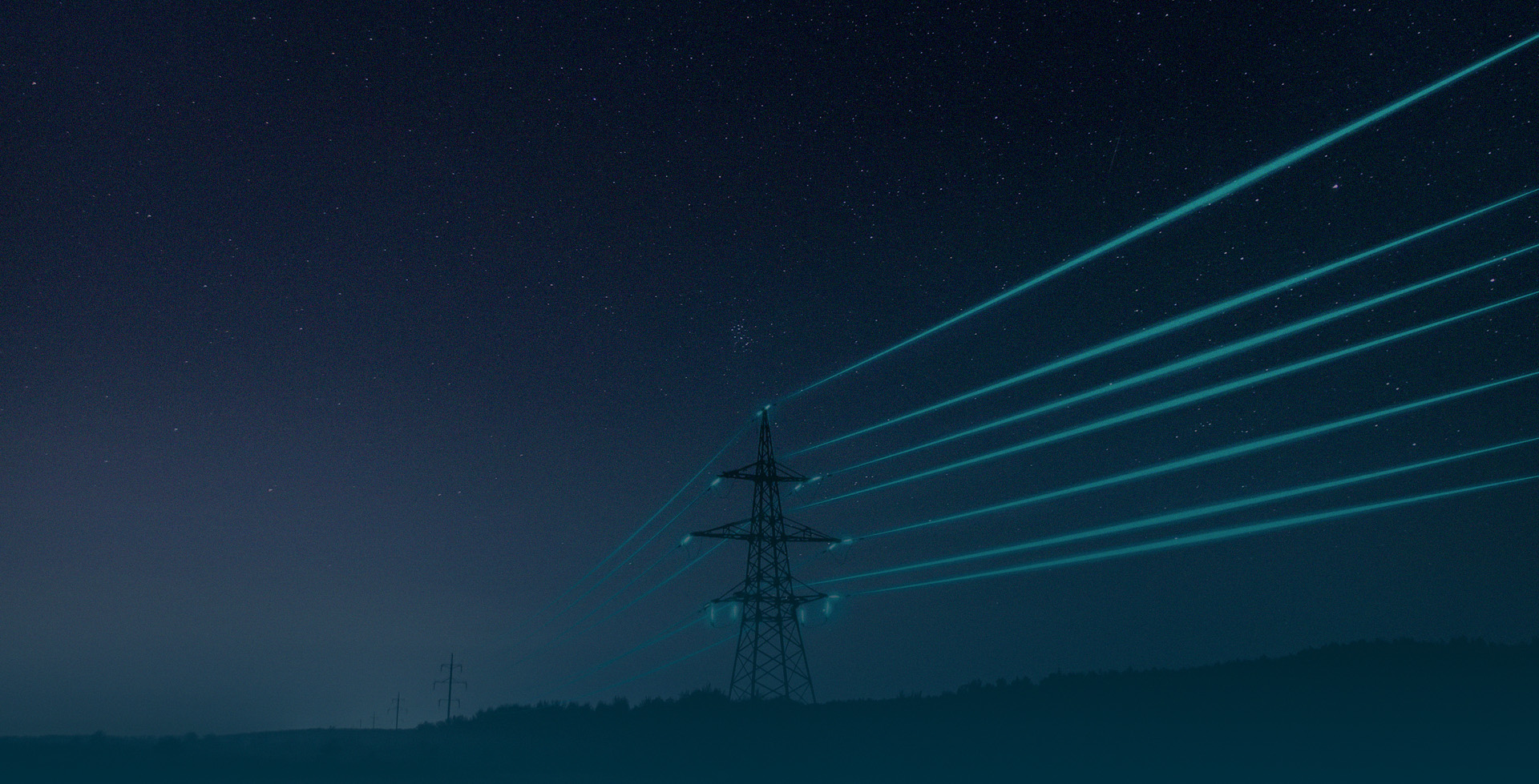 Electrical pylon at night